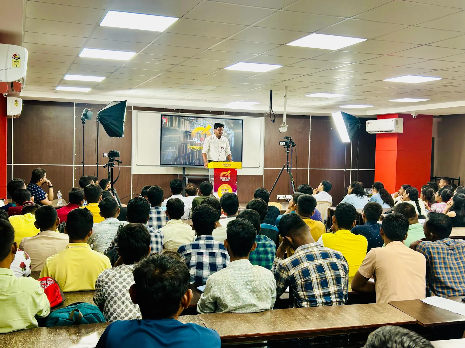 TUA lecture hall — recording session for Online Video Classrooms